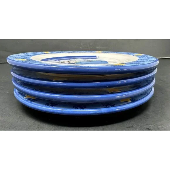 Vtg 4 SANDI GORE EVANS S'MORES THE MERRIER Jolly Follies Salad Plates Snowman - Picture 10 of 13